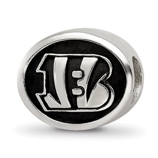 Sterling Silver LogoArt Enameled Cincinnati Bengals NFL Bead