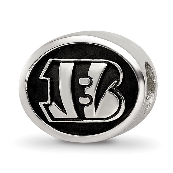 Sterling Silver LogoArt Enameled Cincinnati Bengals NFL Bead