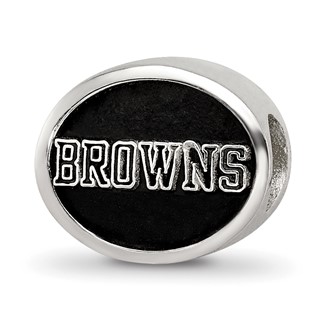 Sterling Silver LogoArt Enameled Cleveland Browns NFL Bead
