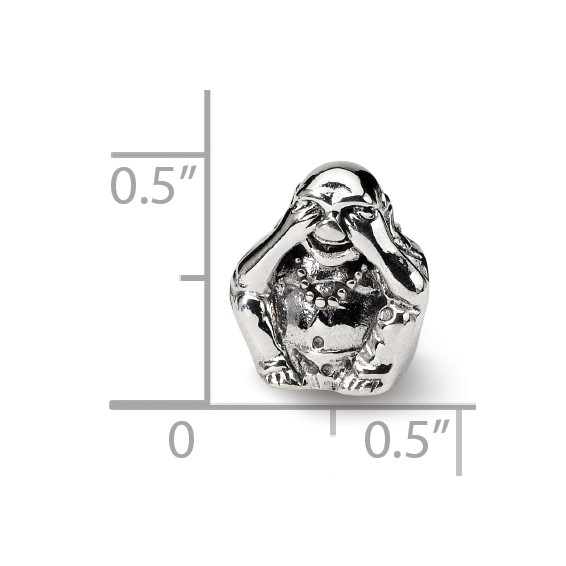 Sterling Silver Reflections See No Evil Buddha Bead