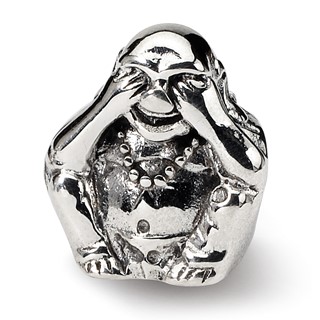 Sterling Silver Reflections See No Evil Buddha Bead