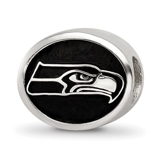 Sterling Silver LogoArt Enameled Seattle Seahawks NFL Bead