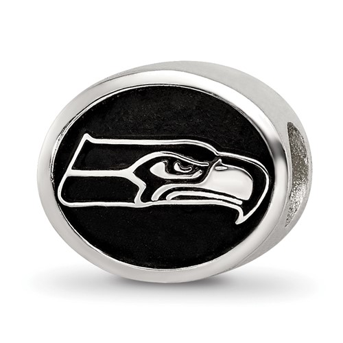 Sterling Silver LogoArt Enameled Seattle Seahawks Nfl Bead