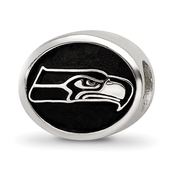 Sterling Silver LogoArt Enameled Seattle Seahawks NFL Bead