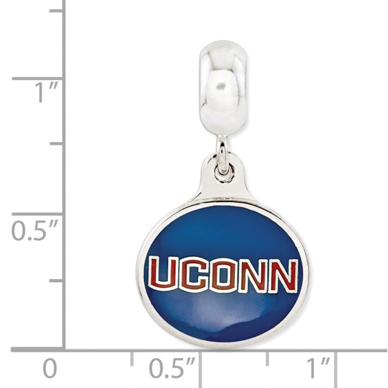 Sterling Silver University Connecticut Collegiate Enameled Dangle Bead