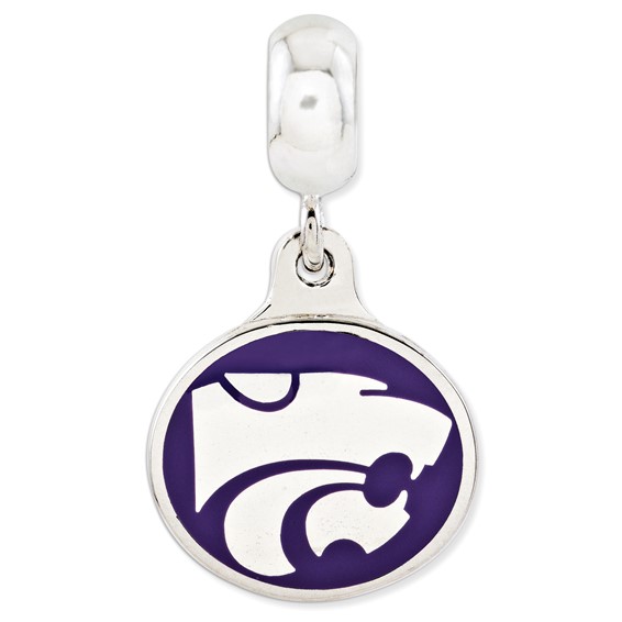 Sterling Silver Kansas State University Collegiate Enameled Dangle Bead
