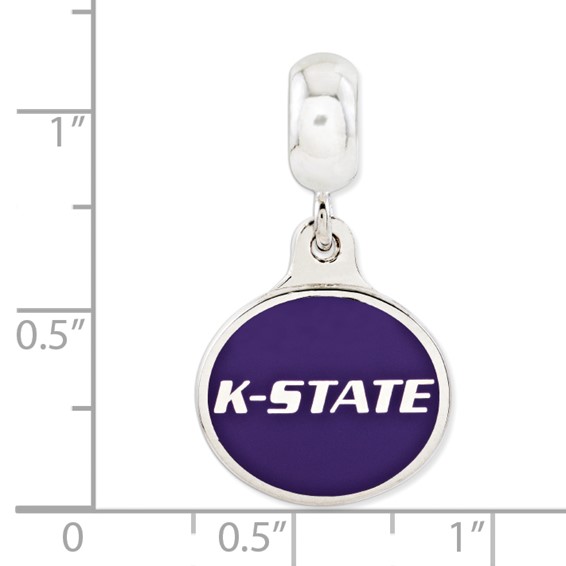 Sterling Silver Kansas State University Collegiate Enameled Dangle Bead