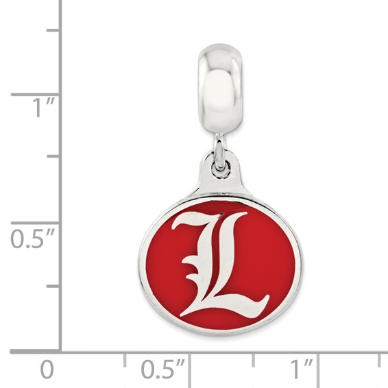 Sterling Silver University of Louisville Collegiate Enameled Dangle Bead
