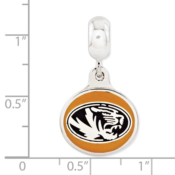 Sterling Silver University of Missouri Collegiate Enameled Dangle Bead