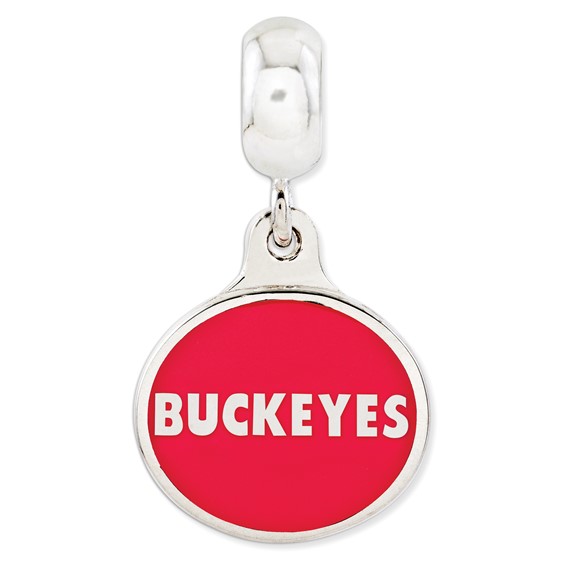 Sterling Silver Ohio State University Collegiate Enameled Dangle Bead