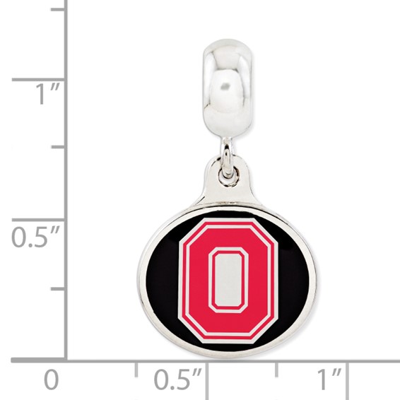 Sterling Silver Ohio State University Collegiate Enameled Dangle Bead