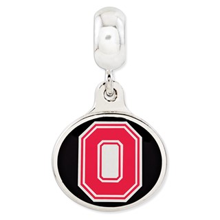 Sterling Silver Ohio State University Collegiate Enameled Dangle Bead