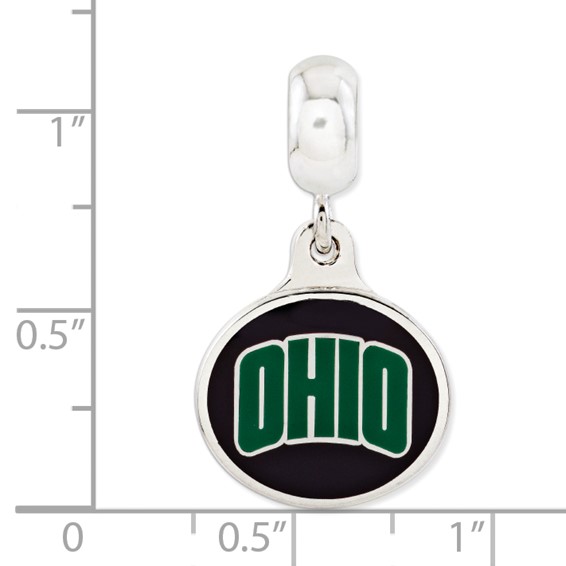 Sterling Silver Ohio University Collegiate Enameled Dangle Bead