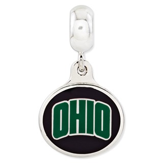 Sterling Silver Ohio University Collegiate Enameled Dangle Bead