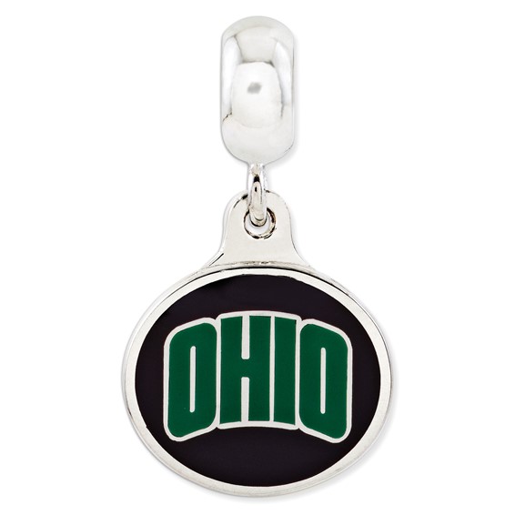 Sterling Silver Ohio University Collegiate Enameled Dangle Bead