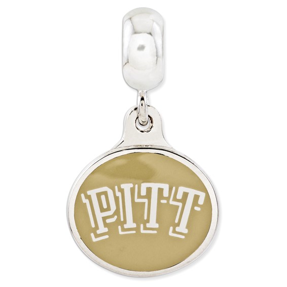 Sterling Silver University of Pittsburgh Collegiate Enameled Dangle Bead