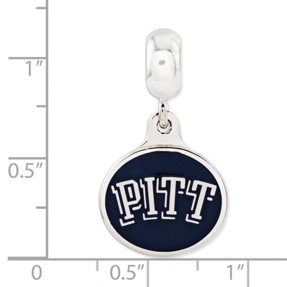 Sterling Silver University of Pittsburgh Collegiate Enameled Dangle Bead