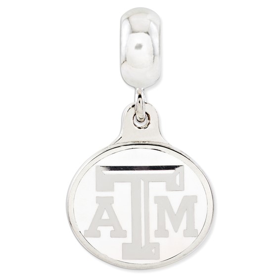 Sterling Silver Texas A & M University Collegiate Enameled Dangle Bead