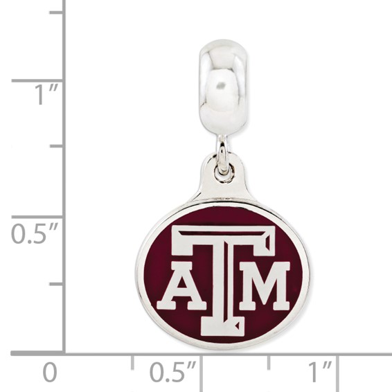 Sterling Silver Texas A & M University Collegiate Enameled Dangle Bead