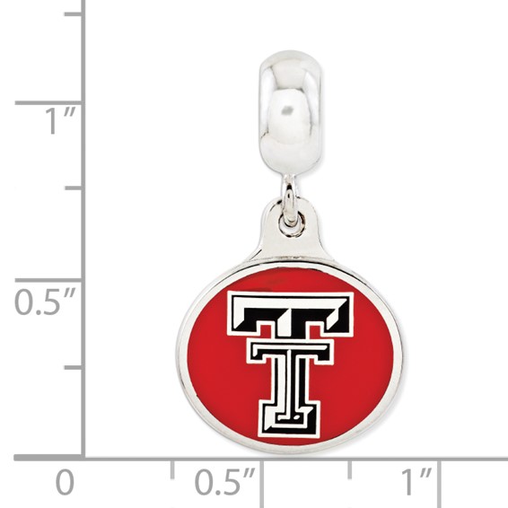 Sterling Silver Texas Tech University Collegiate Enameled Dangle Bead