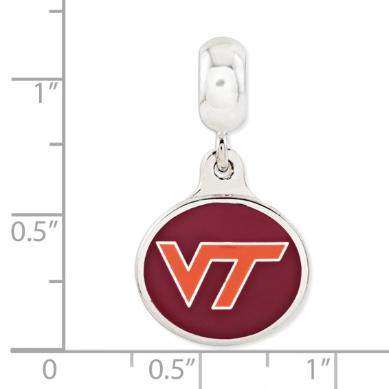 Sterling Silver Virginia Tech Collegiate Enameled Dangle Bead