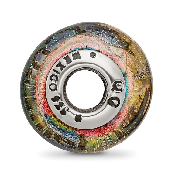 Sterling Silver Reflections Cozumel Orange Dichroic Glass Bead