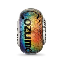 Sterling Silver Reflections Cozumel Orange Dichroic Glass Bead view 4
