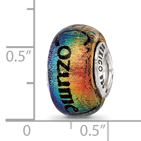 Sterling Silver Reflections Cozumel Orange Dichroic Glass Bead