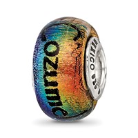 Sterling Silver Reflections Cozumel Orange Dichroic Glass Bead view 1