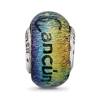 Sterling Silver Reflections Cancun Orange Dichroic Glass Bead view 4