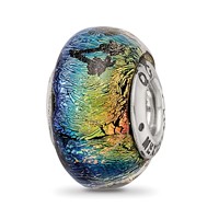 Sterling Silver Reflections Cancun Orange Dichroic Glass Bead view 5
