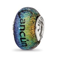 Sterling Silver Reflections Cancun Orange Dichroic Glass Bead view 1
