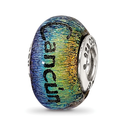 Sterling Silver Reflections Cancun Orange Dichroic Glass Bead