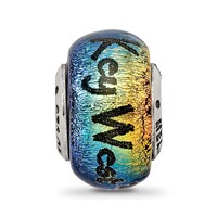 Sterling Silver Reflections Key West Orange Dichroic Glass Bead view 4