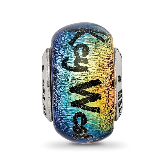 Sterling Silver Reflections Key West Orange Dichroic Glass Bead