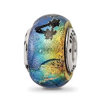 Sterling Silver Reflections Key West Orange Dichroic Glass Bead view 5