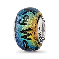 Sterling Silver Reflections Key West Orange Dichroic Glass Bead view 1