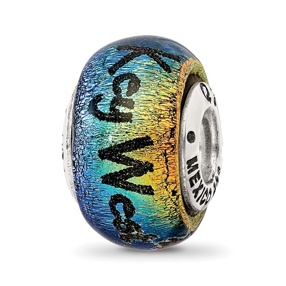 Sterling Silver Reflections Key West Orange Dichroic Glass Bead