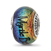Sterling Silver Reflections Myrtle Beach Orange Dichroic Glass Bead view 1