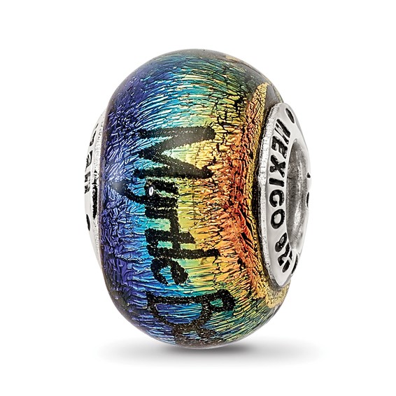 Sterling Silver Reflections Myrtle Beach Orange Dichroic Glass Bead