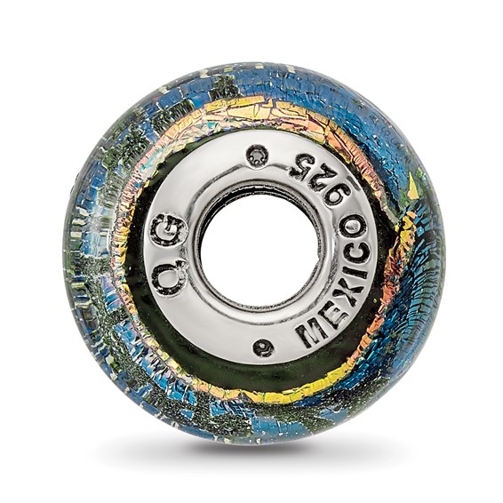 Sterling Silver Reflections Virgin Islands Orange Dichroic Glass Bead