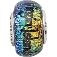 Sterling Silver Reflections Virgin Islands Orange Dichroic Glass Bead view 3