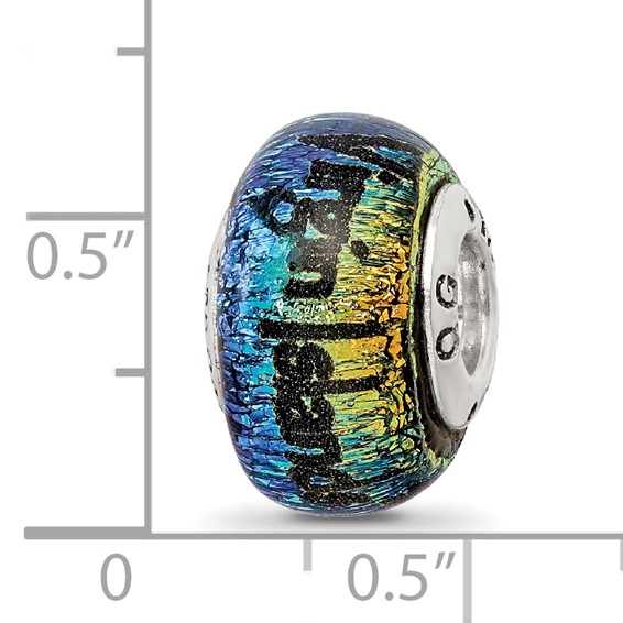 Sterling Silver Reflections Virgin Islands Orange Dichroic Glass Bead