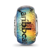 Sterling Silver Reflections Caribbean Orange Dichroic Glass Bead view 3
