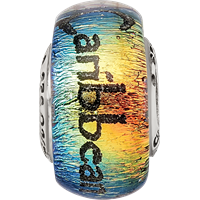 Sterling Silver Reflections Caribbean Orange Dichroic Glass Bead view 4