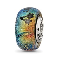Sterling Silver Reflections Caribbean Orange Dichroic Glass Bead view 5