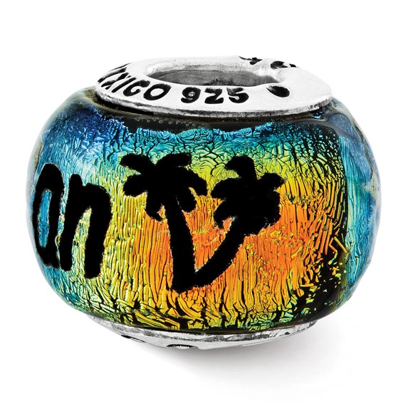 Sterling Silver Reflections Caribbean Orange Dichroic Glass Bead