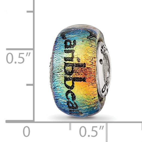 Sterling Silver Reflections Caribbean Orange Dichroic Glass Bead
