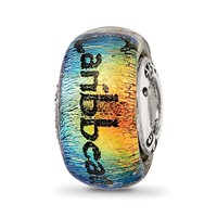 Sterling Silver Reflections Caribbean Orange Dichroic Glass Bead view 1