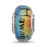Sterling Silver Reflections Hawaii Orange Dichroic Glass Bead view 5